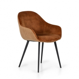 EetkamerstoelNora-Bruin-VelvetTextielMetaal