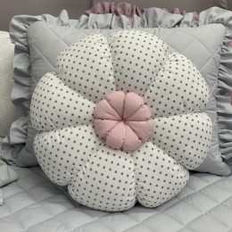 DollyBloemenKussenDotsWit-Grijs