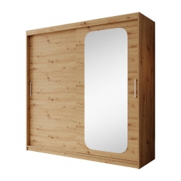 Meubella-KledingkastPete-Eiken-200cm-Metspiegel