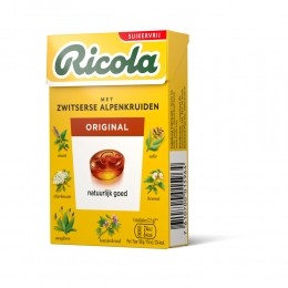 6xRicolaKeelpastillesOriginalSuikervrijDoosje50gr