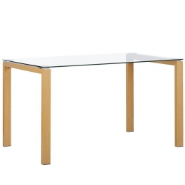 Beliani-TAVIRA-Eettafel-Lichtehoutkleur-80x130cm-Veiligheidsglas