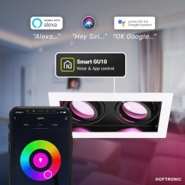 Setvan6DurhamInbouwspotsDubbelWit-GU10-45Watt350lumen-RGBWW-WifiBLE-Kantelbaar-IP20-Rechthoek