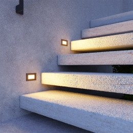Setvan2DillonLEDInbouwwandlampenZwart-WandInbouwspotrechthoek-3Watt340Lumen-3000Kwarmwit-IP54voorbinnenenbuiten