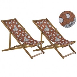 Beliani-ANZIO-Strandstoelsetvan2-LichthoutRood-Polyester