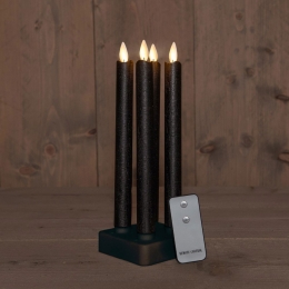 SetOf4RechargeableBlackWaxTaperCandlekaars235cmMovingAnnasCollection-Annascollection
