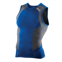 2XUtriathlonsingletPerformblauw-antracietvoorherenMaatSTriathlon