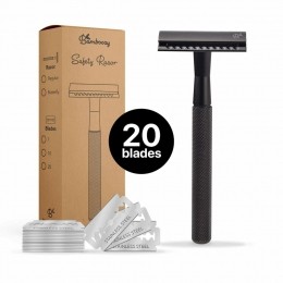 BamboozySafetyRazor20MesjesZwartMat1set