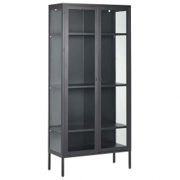 Beliani-HARTY-Vitrinekast-Zwart-Staal