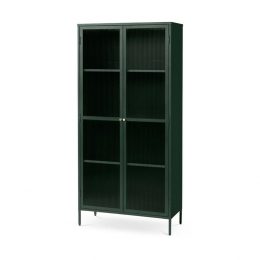 OlivineKatjaHogeMetalenVitrinekastmetRibglas-B90cm-Groen