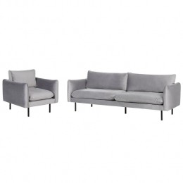 Beliani-VINTERBRO-Bankenset-Grijs-Fluweel