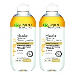 GarnierMicellarWaterOilInfusedFacialCleanser400mlDuoPack