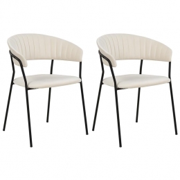 Beliani-MARIPOSA-Eetkamerstoelsetvan2-Off-white-Fluweel