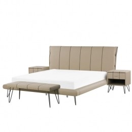 Beliani-BETIN-Slaapkamerset-Zandbeige-180x200cm-Kunstleer