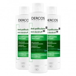 3xVichyDercosAnti-roosShampooNormaalTotVetHaar200ml