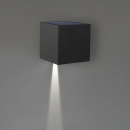 Setvan2KansasSolarLEDwandlampenXL-Kubusdownlight-InclBewegingssensorenschemerschakelaar-3000Kwarmwit-IP54waterdicht-Monocryst