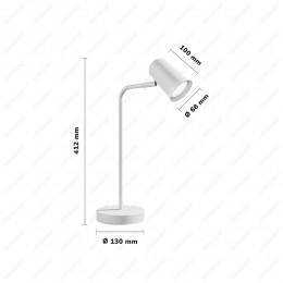 RigaLEDtafellamp-Kantelbaarendraaibaar-Ingebouwdedimmer-Bureaulampvoorbinnen-GU10fitting-Max35Wattperspot-Wit-3jaargarant
