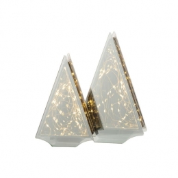 J-LineKerstdecoratie-glas-goudLEDlichtjes