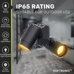 Silvaplafondspot-Plafondverlichting-Kantelbaar-2spotlights-2700Kwarmwit-Wandspot-IP65waterdicht-Zwart