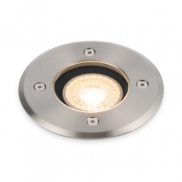 6xMaisydimbareLEDgrondspot-Rond-RVS-2700Kwarmwit-5Watt-IP67straalwaterdicht-3jaargarantieGrondspotbuiten230V