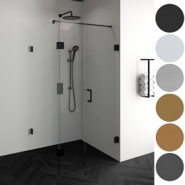 OUTLETDouchecabineCompleetJustCreatingProfielloos3-DeligDubbelDraaibaar90x90cmRVS