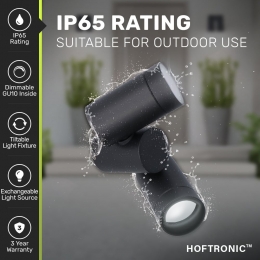 Silvawandlamp-Wandspot-Kantelbaar-2spotlights-6000KDaglichtwit-Plafondspot-IP65waterdicht-Zwartvoorbinnenenbuiten