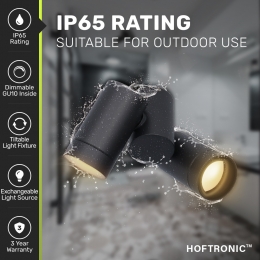Silvaplafondspot-Plafondverlichting-Kantelbaar-2spotlights-4000Kneutraalwit-Wandspot-IP65waterdicht-Zwart