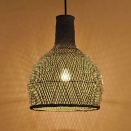 BamboeHanglampHandgemaaktZwart40cm