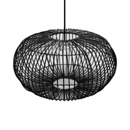 RotanRietenHanglampHandgemaaktZwart40cm