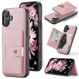 CaseMe-TelefoonhoesjegeschiktvoorAppleiPhone16-BackCover-MetMagnetischePasjeshouder-Roze