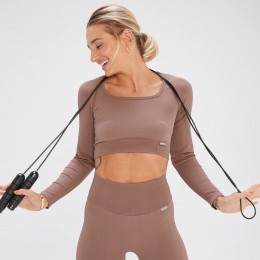 MPxTatiananaadlozecroptopmetlangemouwen-Hazelnootbruin-XL