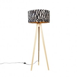 QAZQAVloerlamphoutmetstoffenkapzebra50cm-TripodClassic