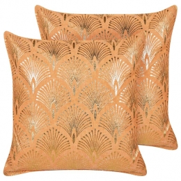 Beliani-HOYA-Sierkussensetvan2-Oranje-45x45cm-Katoen