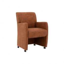 GoossensEetkamerstoelAlex-Kunstleermetarmleuning