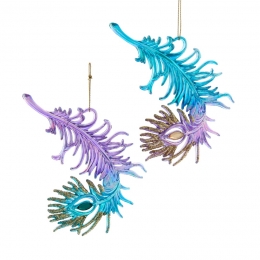 Ornamentplasticpauwkleurigeveerl14cmKurtSAdler-Kurtsadler