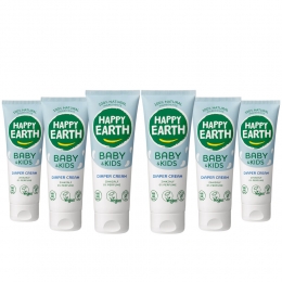6xHappyEarthDiaperCream100NatuurlijkBabyKids75ml