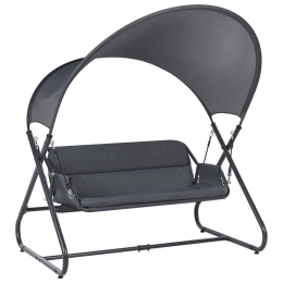 Beliani-SOLAGNA-Schommelbank3-zits-Donkergrijs-Staal