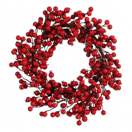 MicaDecorationsKerstkransBessen-40cm-Foam-Rood