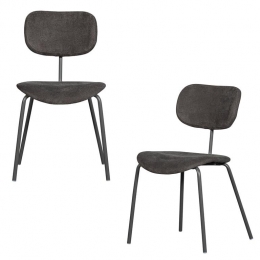 WOOODLinkEetkamerstoelen-Polyester-BruinGrijs-Setvan2