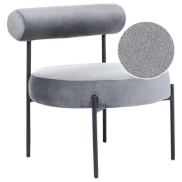 Beliani-ALPHA-Fauteuil-Grijs-Fluweel