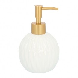 QUVIOZeepdispenser-Rond-Keramiek-Witmetgoudezeeppompje
