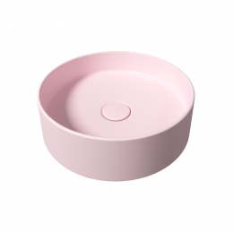 OpbouwWaskomSalenziHideCircle40x12cmMatRozeinclusiefbijpassendeafvoerplug