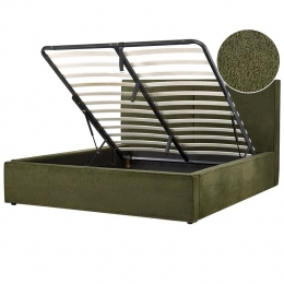 Beliani-MOISSAC-Tweepersoonsbed-Donkergroen-160x200cm-Polyester