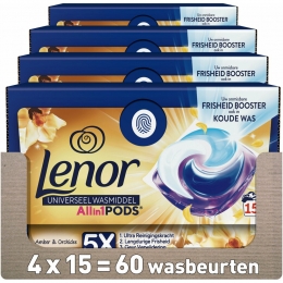 4xLenorWasmiddelAll-in-1PodsAmberOrchidee15stuks