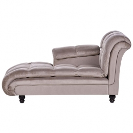 Beliani-LORMONT-Chaiselongue-Taupe-Rechterzijde-Fluweel