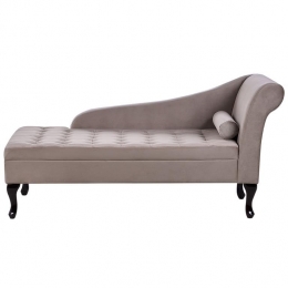 Beliani-PESSAC-Chaiselongue-Taupe-Rechterzijde-Fluweel