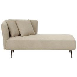 Beliani-RIOM-Chaiselongue-Beige-Linkszijdig-Polyester