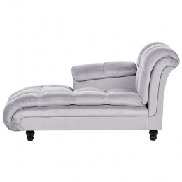 Beliani-LORMONT-Chaiselongue-Lichtgrijs-Rechterzijde-Fluweel