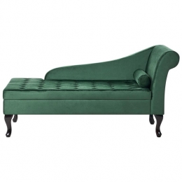 Beliani-PESSAC-Chaiselongue-Donkergroen-Rechterzijde-Fluweel