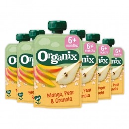 6xOrganixKnijpfruit6mMangoPeerGranola100gr