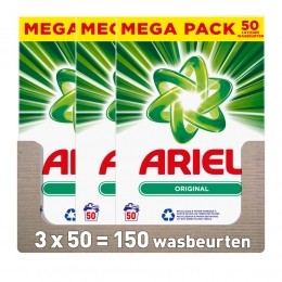 3xArielWaspoederOriginal50Wasbeurten3kg
